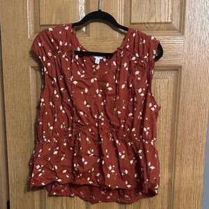 Time and Tru Rust Floral Blouse